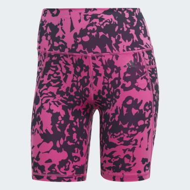 Mallas Cortas Optime de Entrenamiento Estampado Floral con Bolsillo y Corte Alto