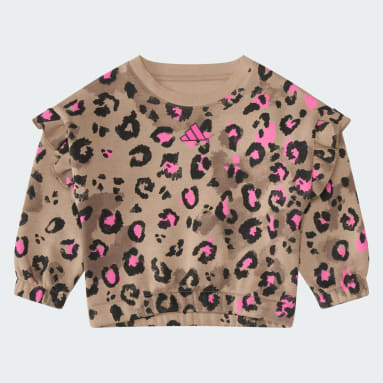 2-Piece Long Sleeve Printed Flutter Sleeve Pullover & Elastic Waistband Printed Jogger Set