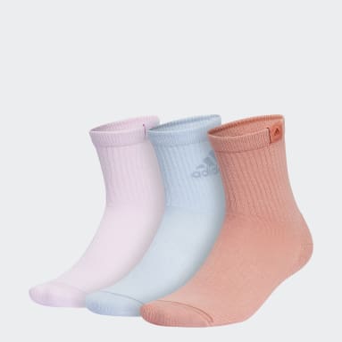 Men's Walking Pink Cushioned Sport High Quarter Socks 3 Pairs