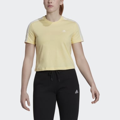 Women Sportswear Yellow Essentials Loose 3-Stripes Cropped Tee