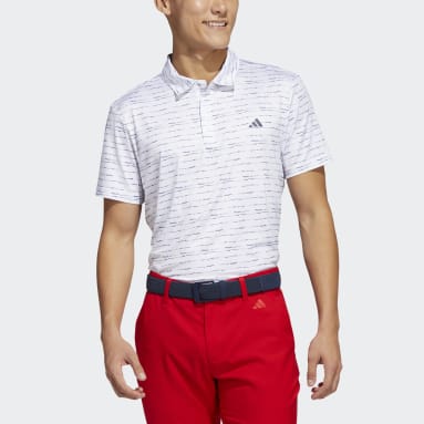 Men Golf White Stripe Zip Golf Polo Shirt