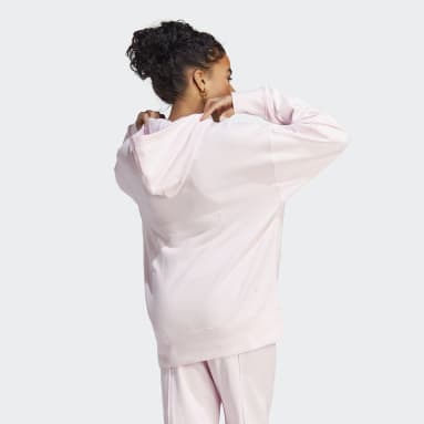 Women Sportswear Pink Relaxed Hoodie with Healing Crystals-Inspired Graphics