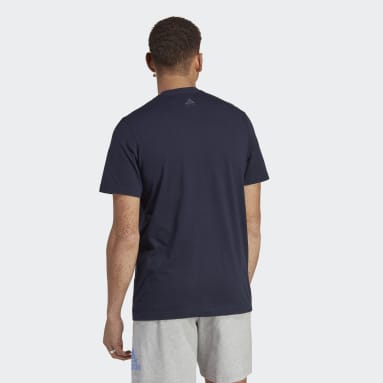 Men Sportswear Blue Essentials Single Jersey Linear Embroidered Logo Tee