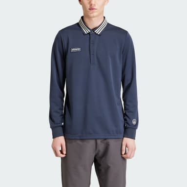 Long Sleeve Polo T-skjorte Blå