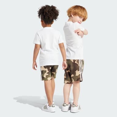 Children Originals White Camo Shorts and Tee Set