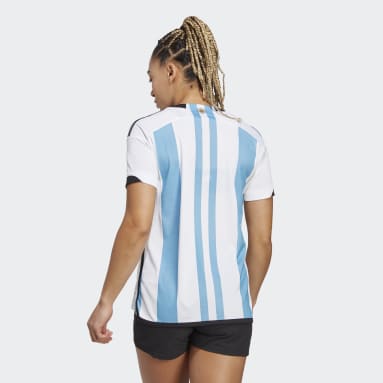ผู้หญิง ฟุตบอล สีขาว เสื้อฟุตบอลชุดเหย้าสำหรับผู้หญิง Argentina 22 Winners