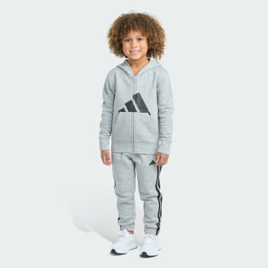 2-Piece Long Sleeve Essential Big Logo Heather Fleece Jacket & Jogger Set