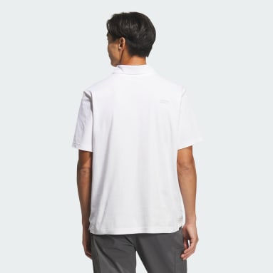 アディダス ゴルフ 白 モックネック ポロシャツ 半袖 サイズ XLサイズ adidas（アディダス）の「ビッグ アディダスロゴ 半袖モック
