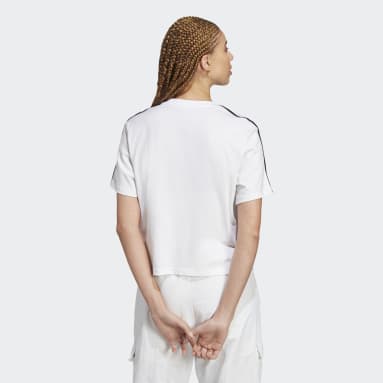 Camiseta corta Essentials Single Jersey 3 bandas Blanco Mujer Sportswear