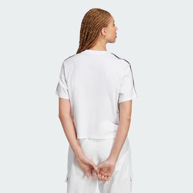 Top Curto em Jersey Simples 3-Stripes Essentials Branco Mulher Sportswear