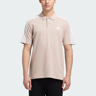 Men Training Brown 3 STRIPES PIQUE POLO SHIRT