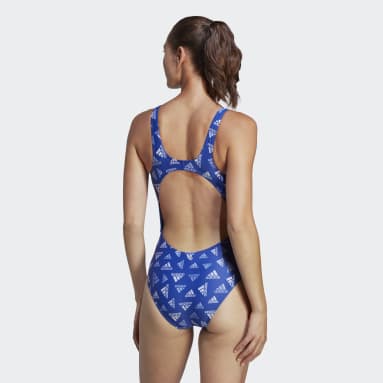 Women's Swim Blue adidas Allover Print Sportswear Swimsuit