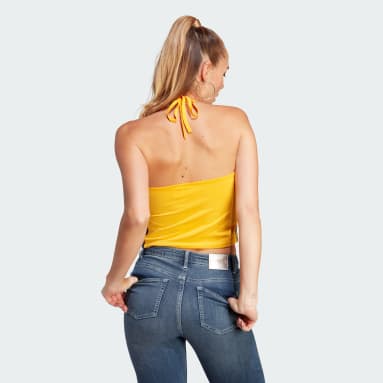 Camiseta cuello halter Amarillo Mujer Originals