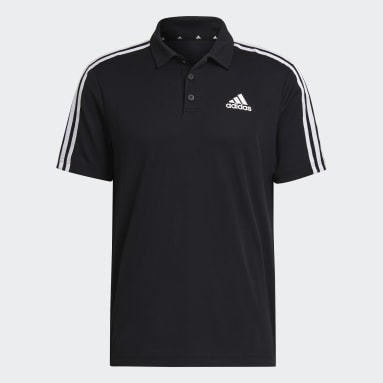 Camiseta Polo Primeblue Designed To Move Sport 3 Rayas Negro Hombre Training