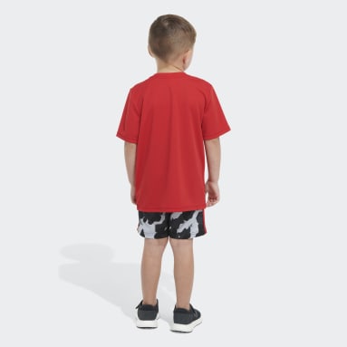 Children Sportswear Red POLY TEE CAMO AOP SHORT