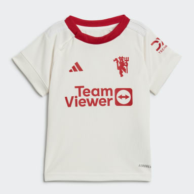 Kinder Fußball Manchester United 23/24 Ausweichausrüstung für Kinder Weiß