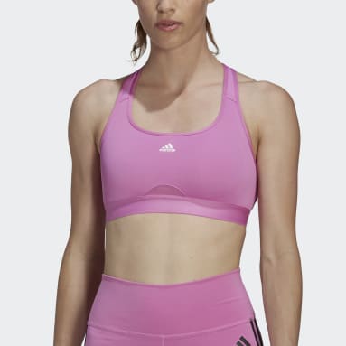 adidas Training Techfit colourblock mid-support sports bra in brown, orange  and purple