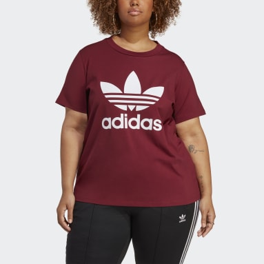 Women Originals Burgundy Adicolor Classics Trefoil T-Shirt (Plus Size)