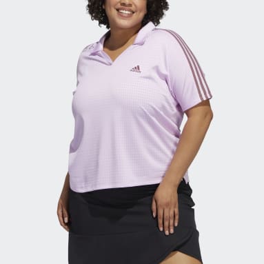 Women's Golf Purple 3-Stripes Polo Shirt (Plus Size)