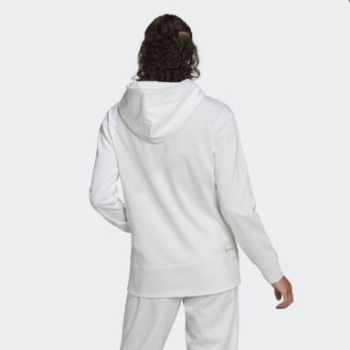Sweat-shirt à capuche grand logo AEROREADY blanc Femmes Entraînement