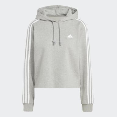 Essentials 3-Stripes French Terry Crop Hoodie