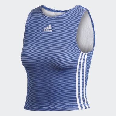 Women sportswear Blue Zippable Ribbed Tank Top