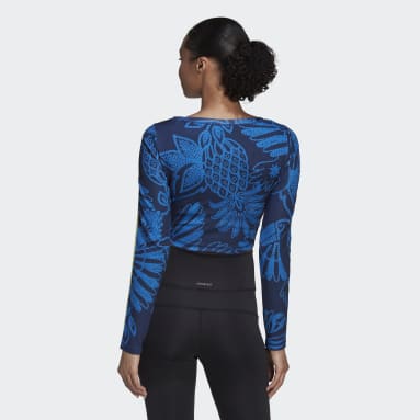 Γυναίκες Γυμναστήριο Και Προπόνηση Μπλε FARM Rio Crop Long Sleeve Shirt
