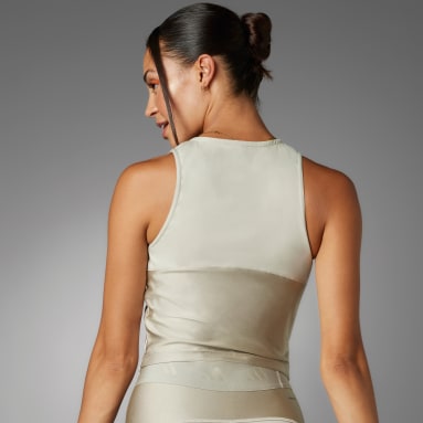 Top Hyperglam Shine Training Beige Mujer Gimnasio Y Entrenamiento