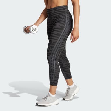 adidas Legging en jacquard Optime TrainIcons 3-Stripes Gris Femmes Fitness Et Training
