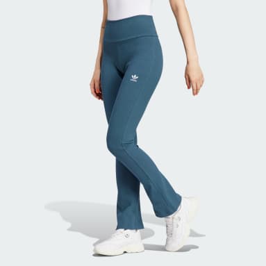 Women Lifestyle Turquoise Essentials Rib Flared Pants