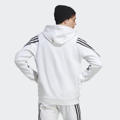 ผู้ชาย Sportswear สีขาว เสื้อฮู้ดซิปยาวเต็มตัว Future Icons 3-Stripes