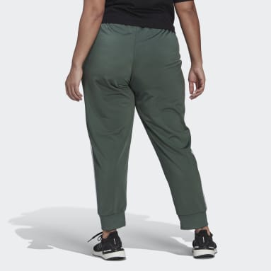 Women's Essentials Green Essentials Warm-Up Slim Tapered 3-Stripes Track Pants (Plus Size)