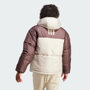 Men Sportswear Brown BSC 3-Stripes Puffy Hooded Jacket