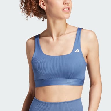 adidas Believe This Camo Women's Training Sports Bra - Bold Blue