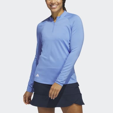 Polo de golf à manches longues et zip 1/4 Bleu Femmes Golf