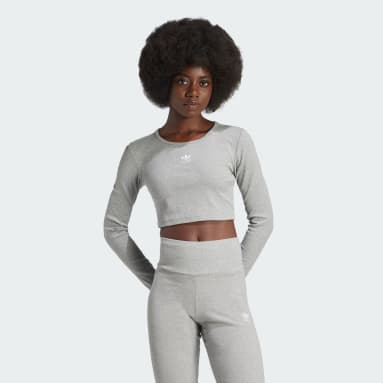 Essentials Ribbed Crop Long Sleeve Tee