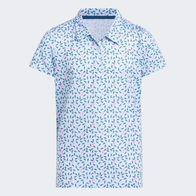 เสื้อโปโลแขนสั้นพิมพ์ลายสำหรับเด็กผู้หญิง