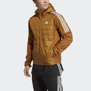 Men Sportswear Brown Essentials Insulated Hooded Hybrid Jacket