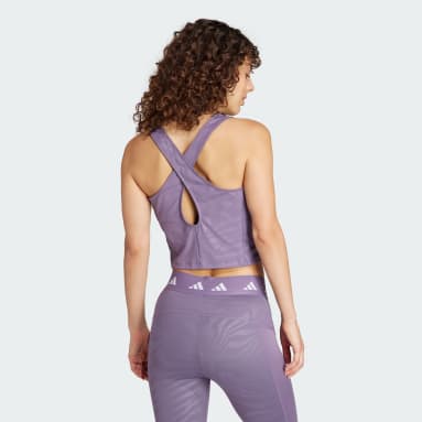 Ženy Cvičení A Trénink nachová Tílko Techfit Printed Crop Training