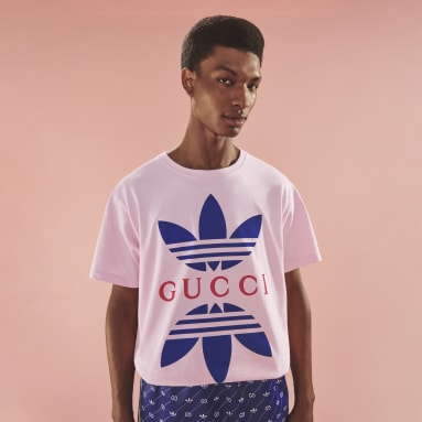 Camiseta adidas x Gucci Cotton Jersey Rosa Hombre Originals