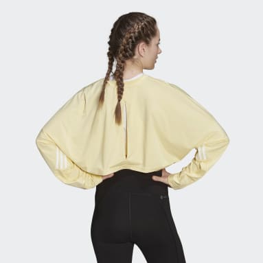 Buzo Corto Hyperglam 3 Tiras Ligero y Holgado Amarillo Mujer Training