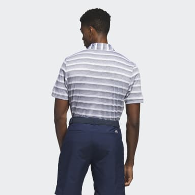 Men Golf Grey Two-Color Striped Golf Polo Shirt