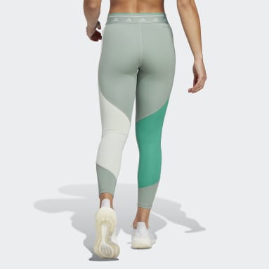 Women's Gym & Training Green Techfit Colorblock 7/8 Leggings