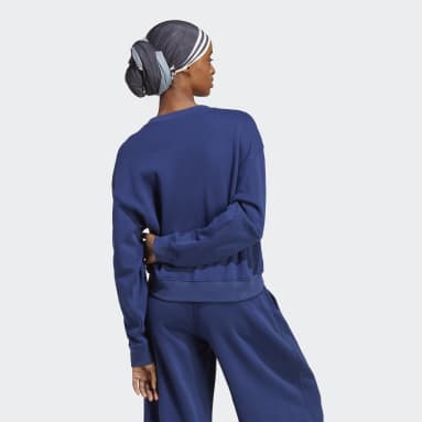 Women Lifestyle Blue 블루 버전 크루 스웨트셔츠