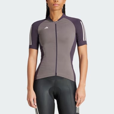 Ženy Cyklistika hnedá Dres Essentials 3-Stripes Cycling