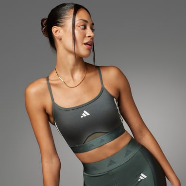 adidas Training 3 Stripe low-support sports bra in black спортивные Бра  Размер: XS A-C Cup купить недорого от 60 руб. в интернет-магазине