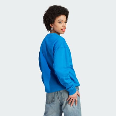 Sudadera Cuello Redondo Trifolio Azul Mujer Originals