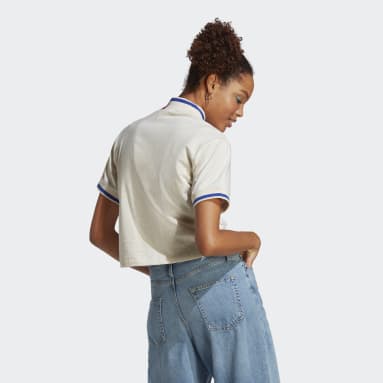 Camiseta corta Rib Collar Blanco Mujer Originals