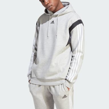 Men's Sportswear Grey Colorblock Hooded Sweatshirt
