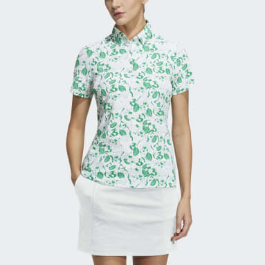 Women Golf White Play Green Graphic Polo Shirt